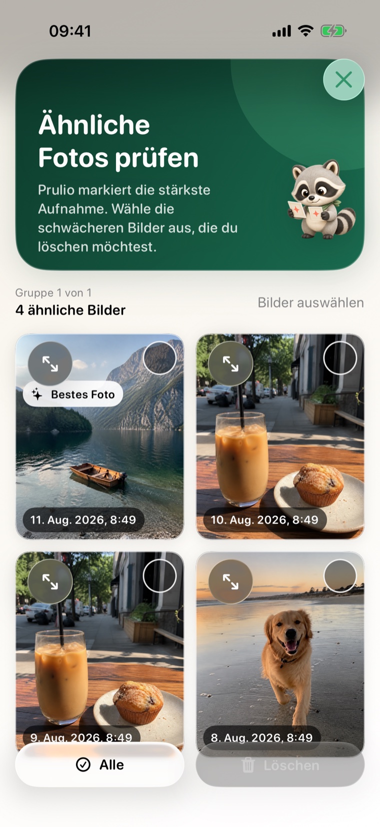 Prulio zeigt ähnliche Fotos und markiert die beste Aufnahme