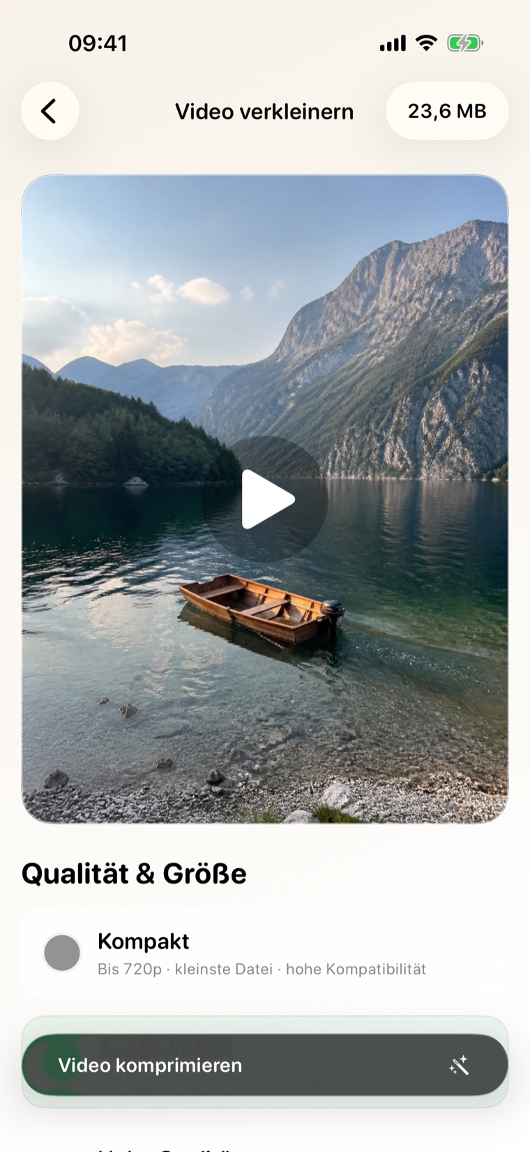 Prulio Ansicht zum Verkleinern eines Videos